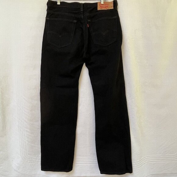 Levis 501 Black Jeans Mens 36 X 32 Regular FIt Casual Dark Wash Travel Vacation - Picture 4 of 13